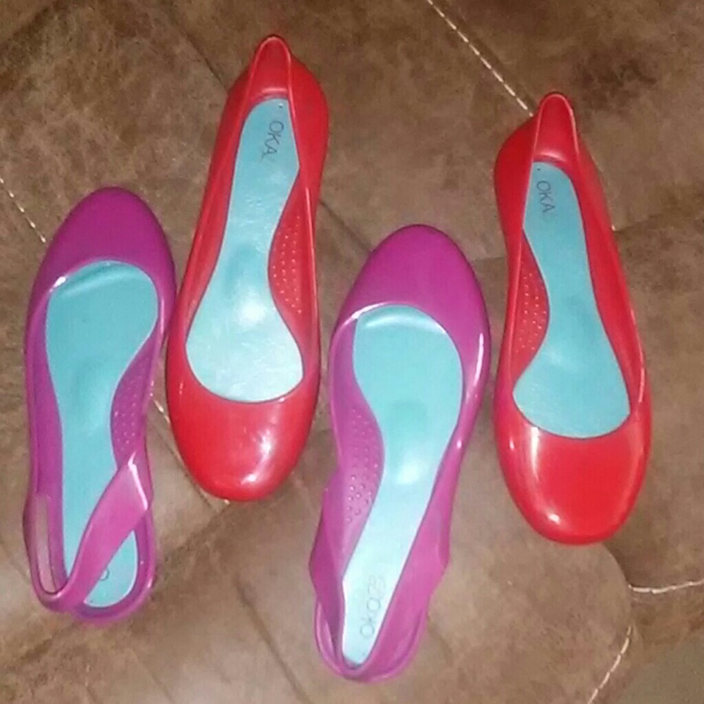 TWO PAIRS Oka B flats 🌺💜 with box